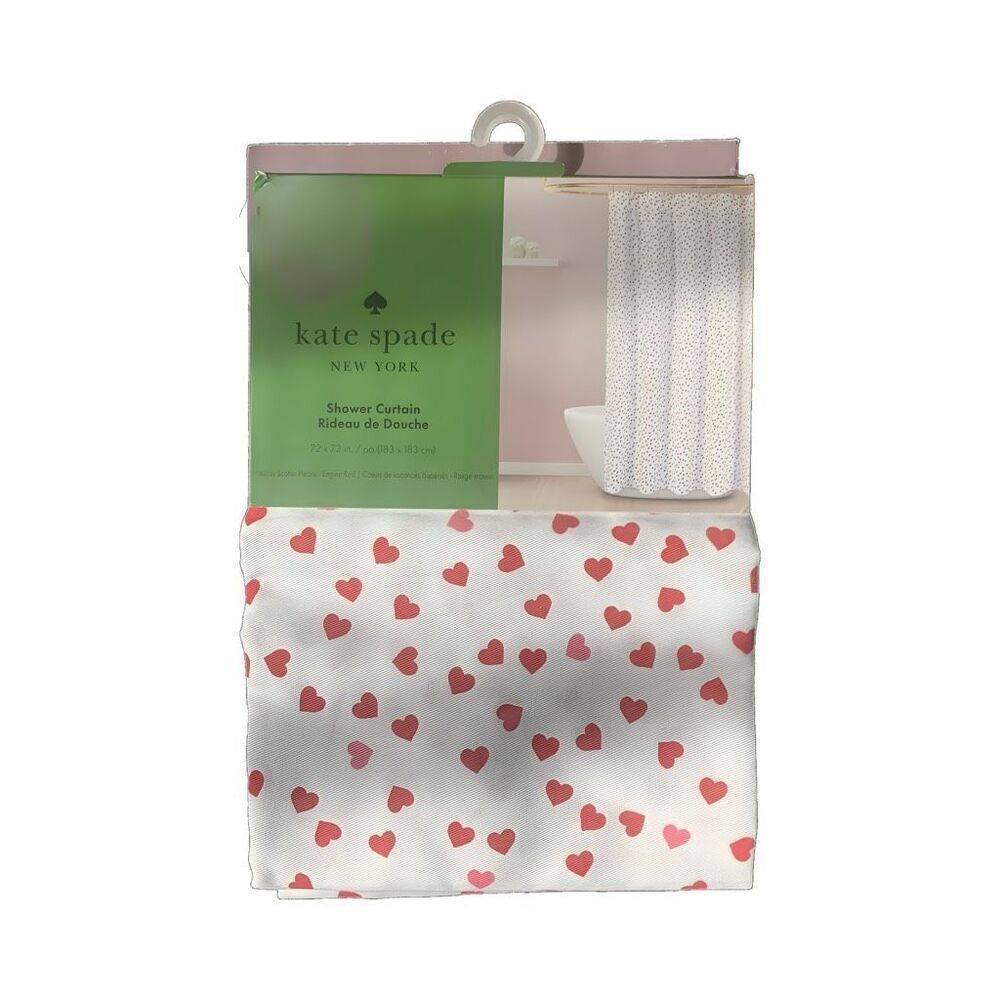 Kate Spade New York Shower Curtain 72” x 72” — Red Heart Scatter Print